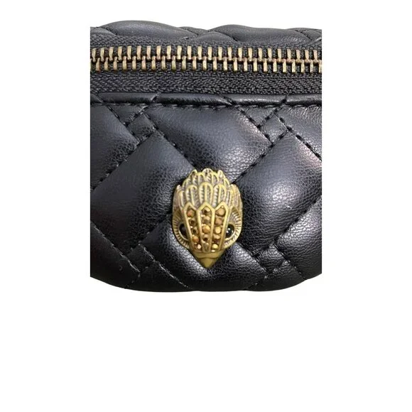 🤩KURT GEIGER BLACK QUILTED WRISTLET w/GOLD EAGLE 🦅 ACCENTS - Picture 2 of 4